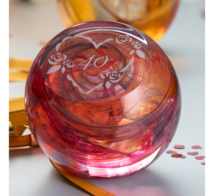 Celebration 40 Glass Paperweight ( RUBY ) (Ruby Wedding Anniversary