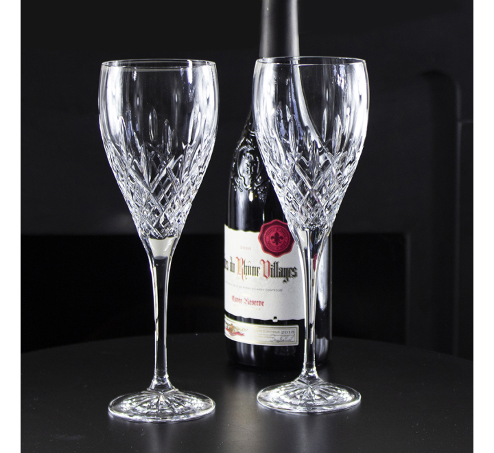 London 2 Large Crystal Wine Glasses 238mm (Presentation Boxed