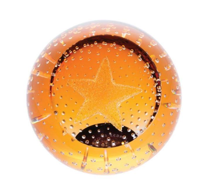 Gold Star Glass Paperweight, 80mm (Celebration) Caithness Glass