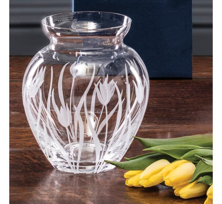 Wild Tulip Large Posy Vase 180mm (Gift Boxed) Royal Scot Crystal