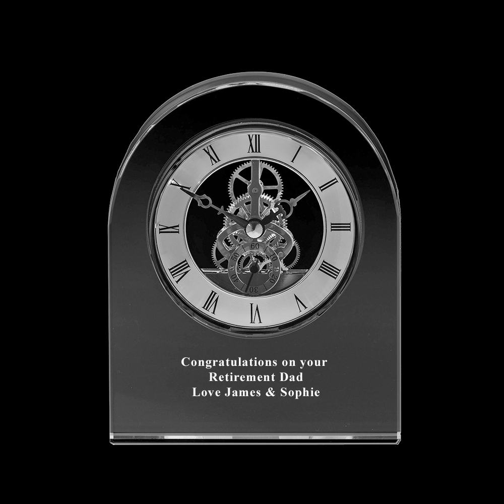 Personalised - Crystal Engraved Contemporary Dome Clock - 160mm ...