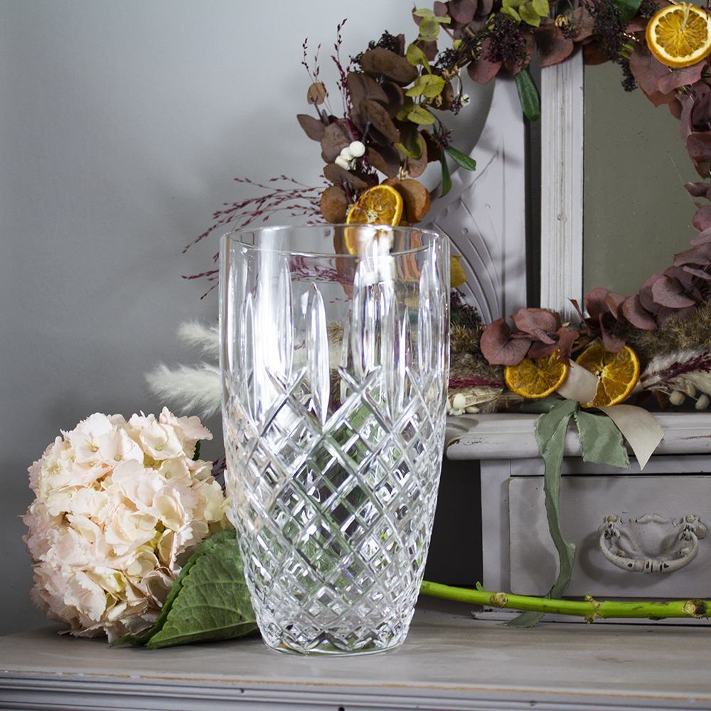 peill cristall 花瓶　大サイズ London Large Barrel Crystal Vase 230mm (Gift Boxed) | Royal Scot