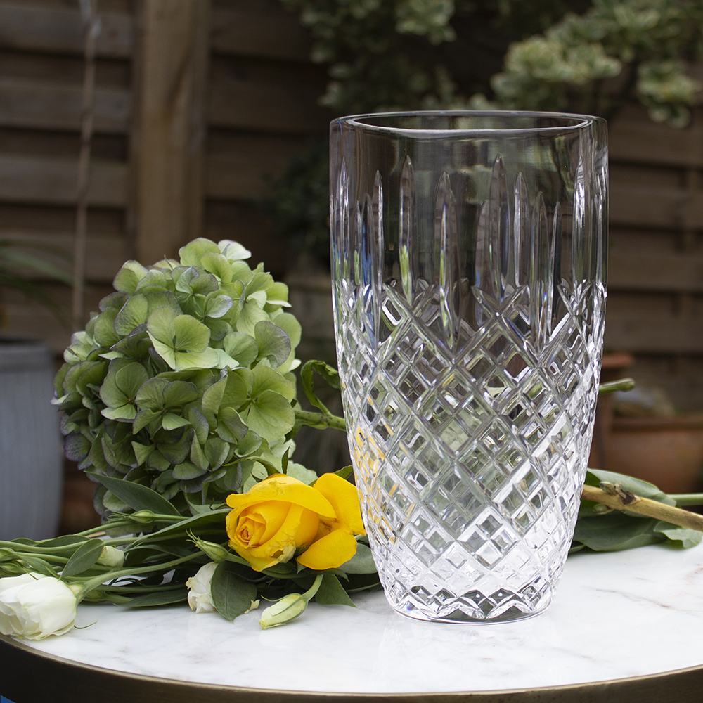 London Large Barrel Crystal Vase 230mm (Gift Boxed) | Royal Scot