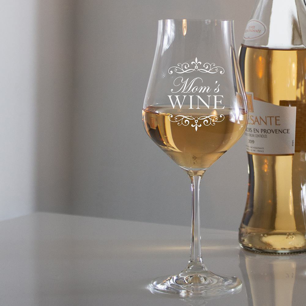 Mom's Wine - Single Wine Glass (script) , 227mm (Blue Gift Box) | James ...