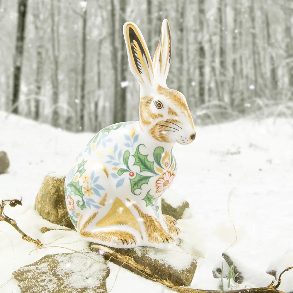 Winter Hare 130mm (Gift Boxed) | Royal Crown Derby | James Pirie
